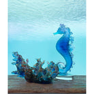 Daum Mer De Corail Seahorse Sculpture – Blue and pink, alternate view