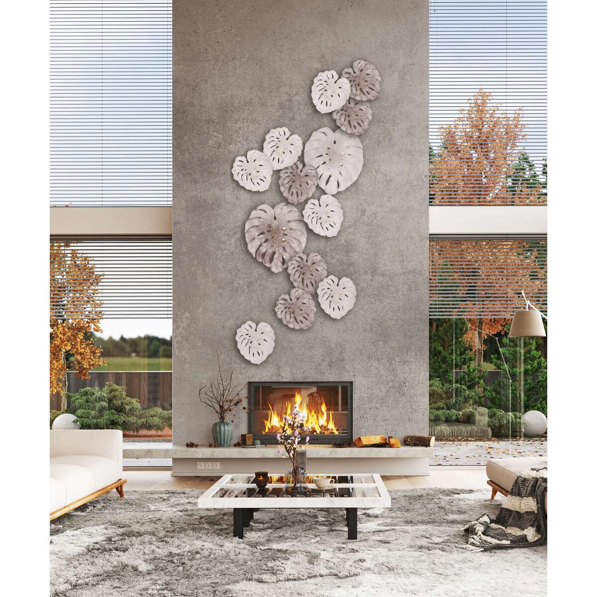 Daum Monstera Large Wall Leaf By Emilio Robba Wall Sculpture – Grey, alternate view