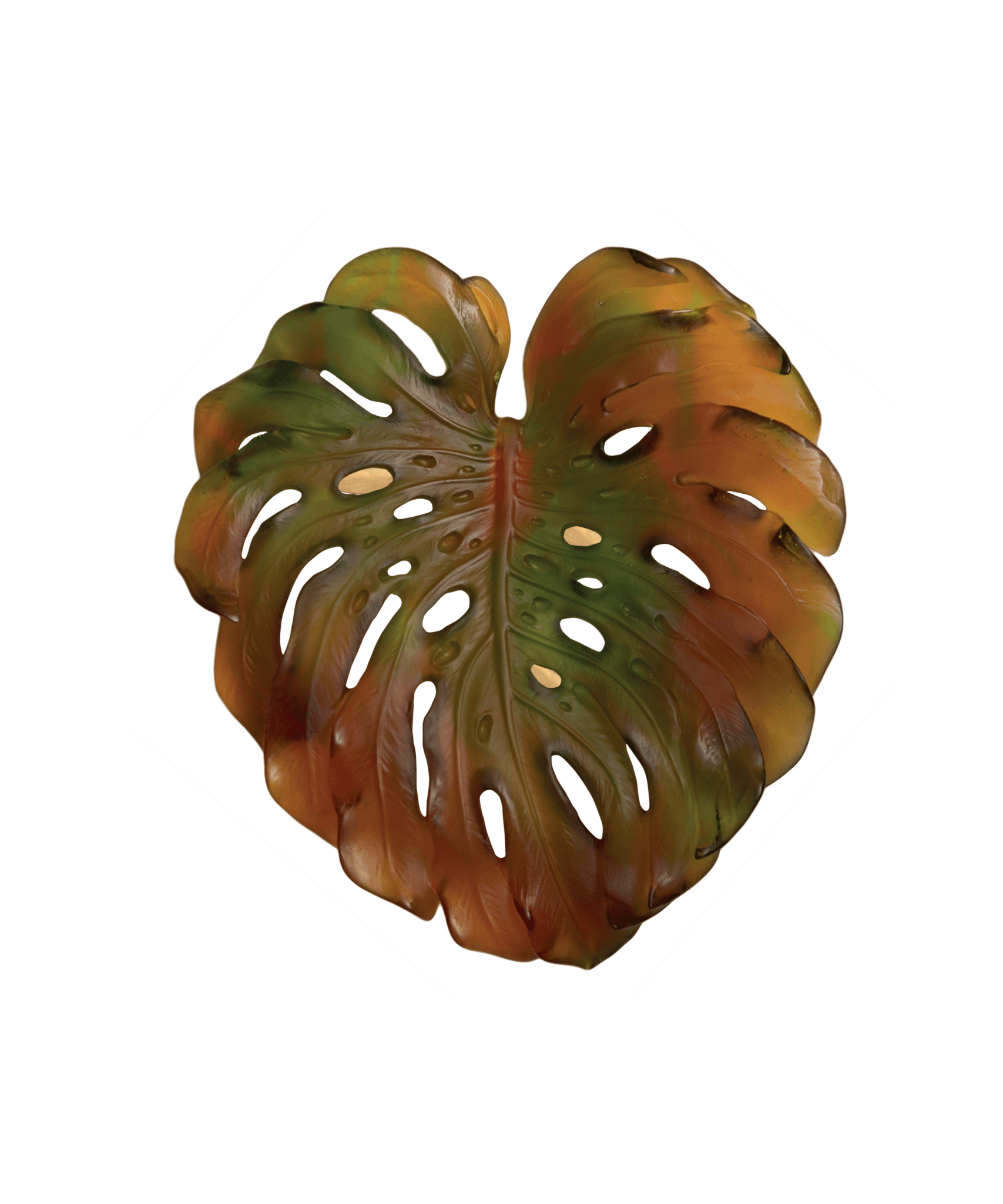Daum Monstera Small Wall Leaf By Emilio Robba Wall Sculpture — short fixing Amber
