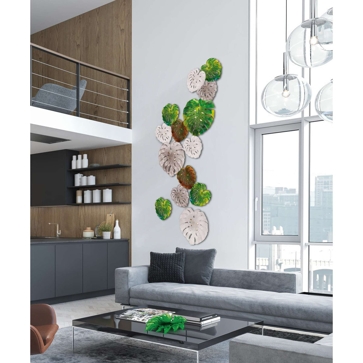 Daum Monstera Small Wall Leaf By Emilio Robba Wall Sculpture – Short fixing Green, alternate view