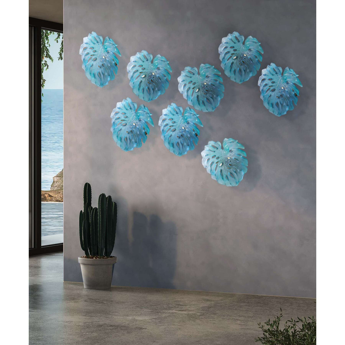 Daum Monstera Small Wall Leaf By Emilio Robba Wall Sculpture – Size Turquoise, alternate view