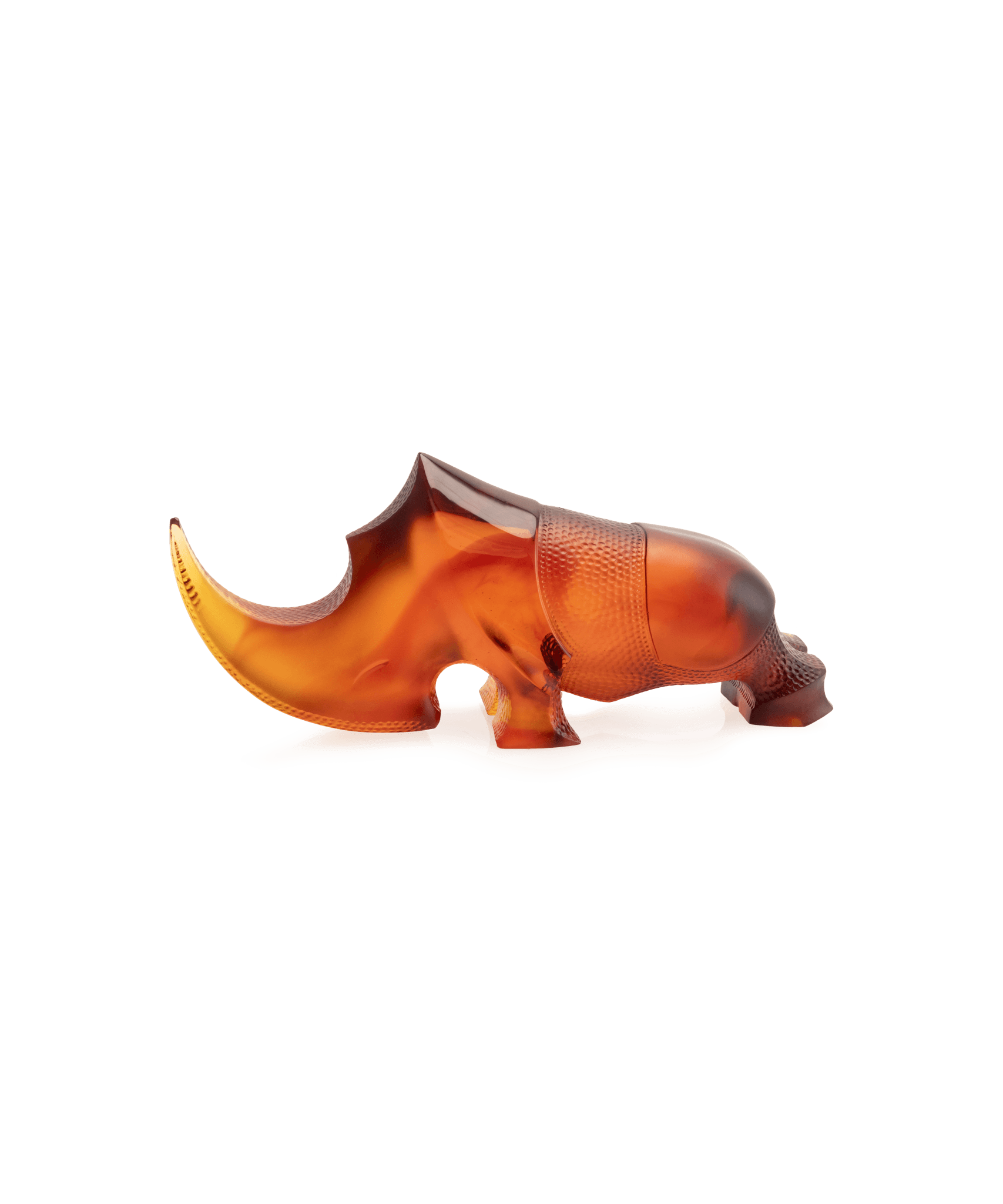 Daum Ongava Rhinoceros By Gé Pellini 125ex Sculpture — Amber