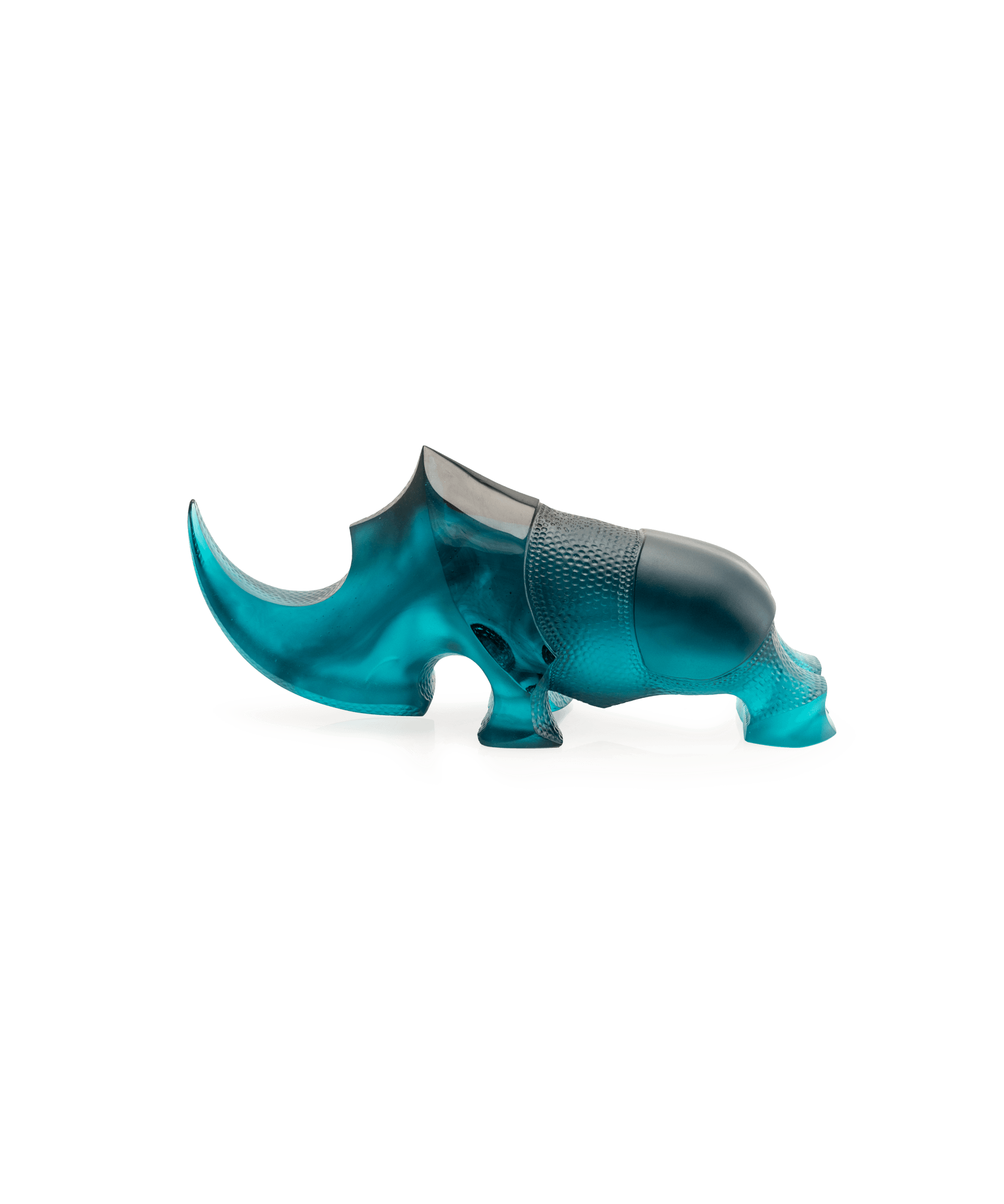 Daum Ongava Rhinoceros By Gé Pellini 125ex Sculpture — Blue
