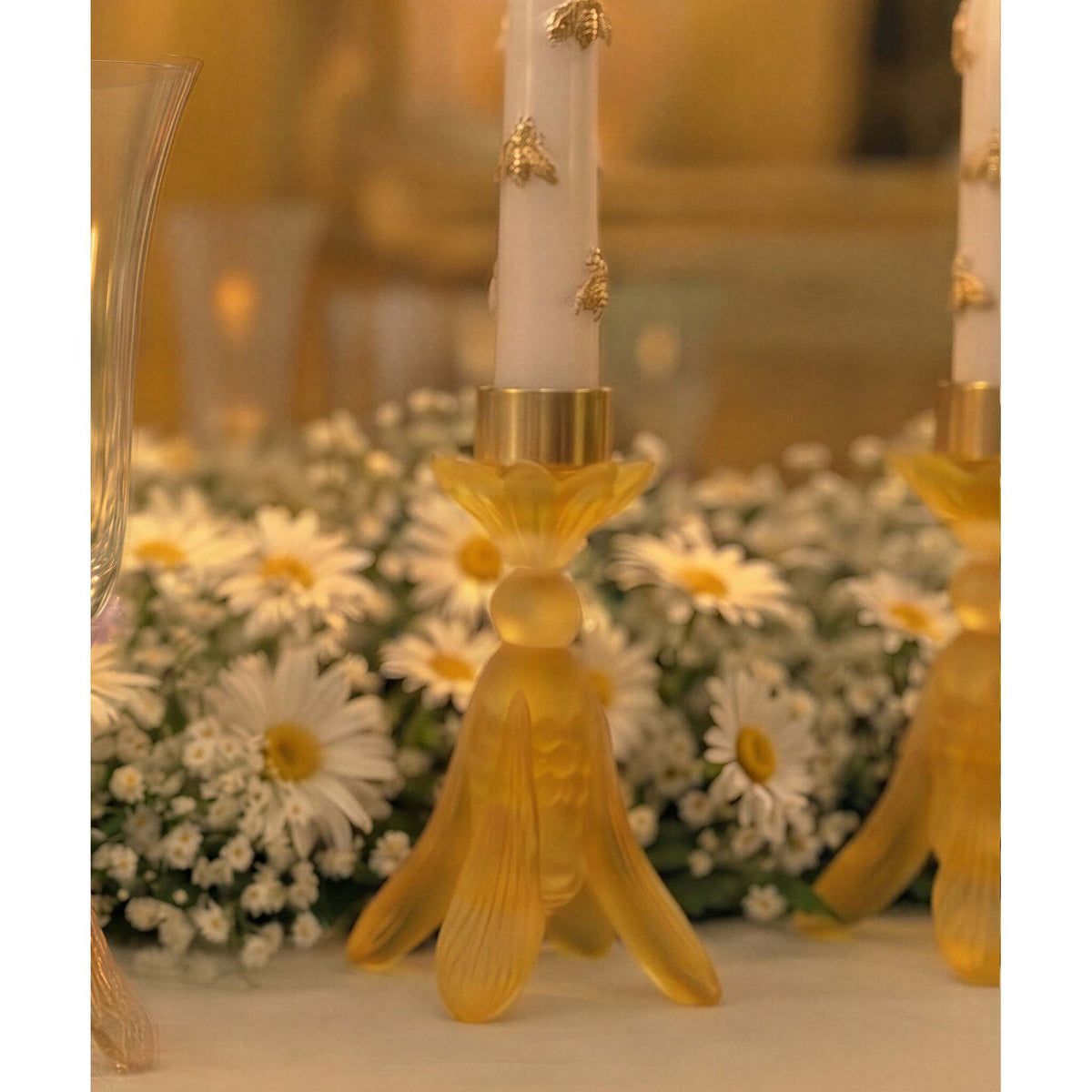 Daum Or D'Abeille Candle Holder and Taper Candle Candleholder, alternate view