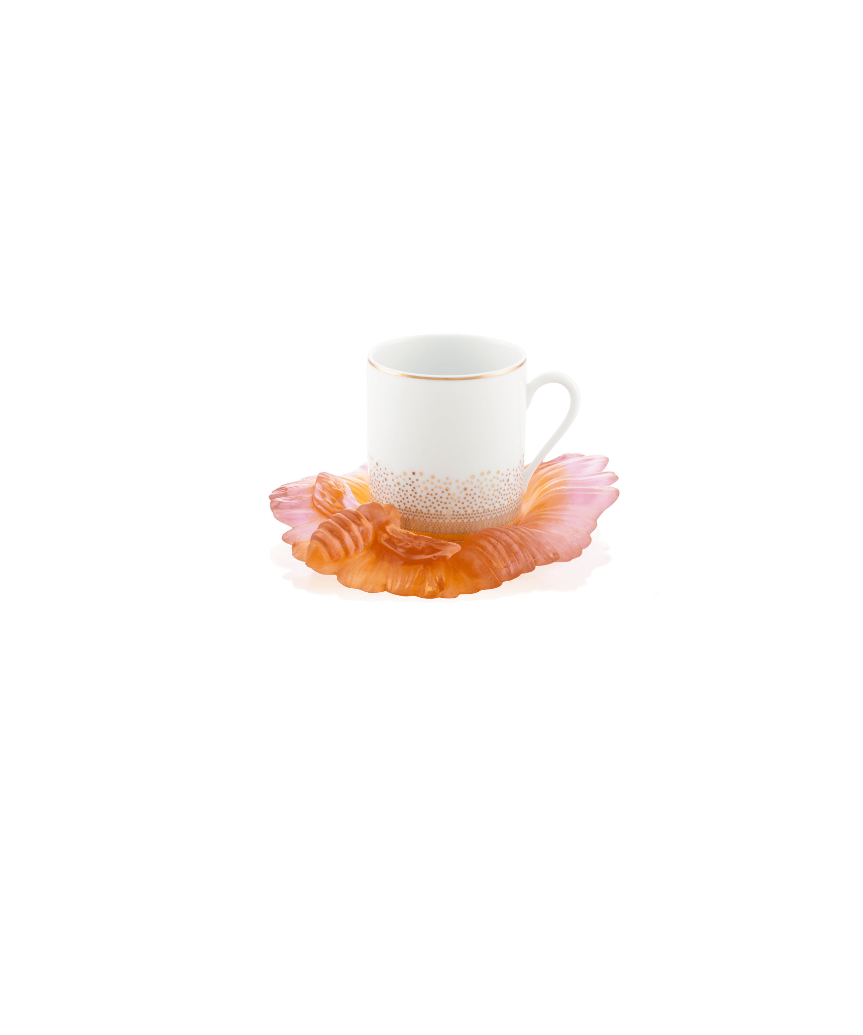 Daum Or D'Abeille Coffee and Crystal Cup & Saucer Set — cup saucer