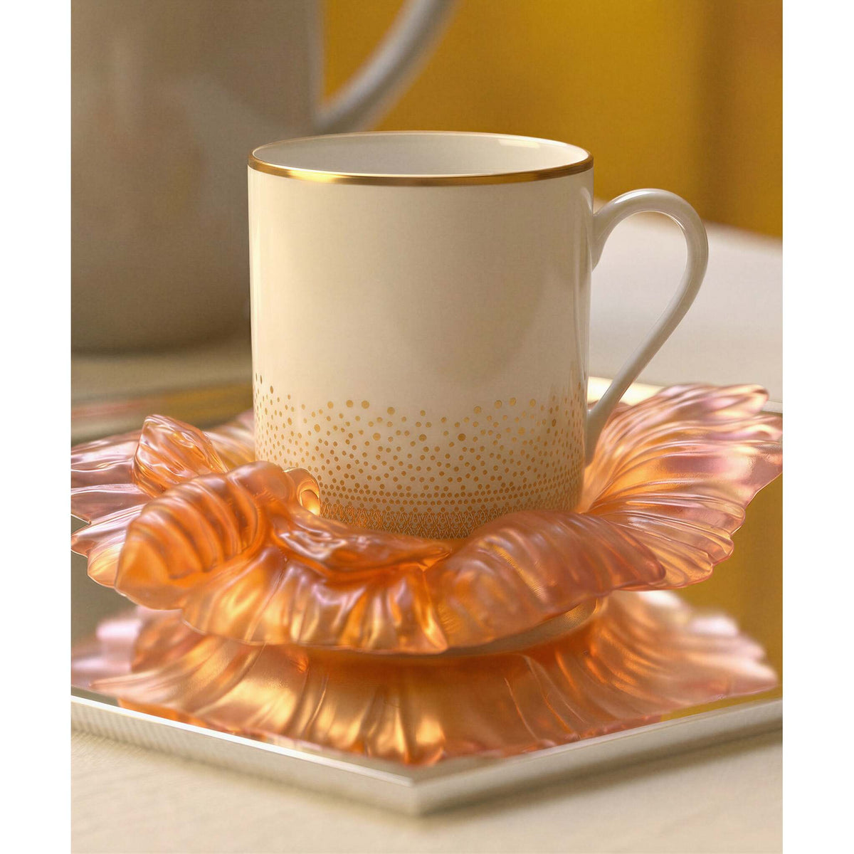 Daum Or D'Abeille Coffee and Crystal Cup & Saucer Set – Cup saucer, alternate view