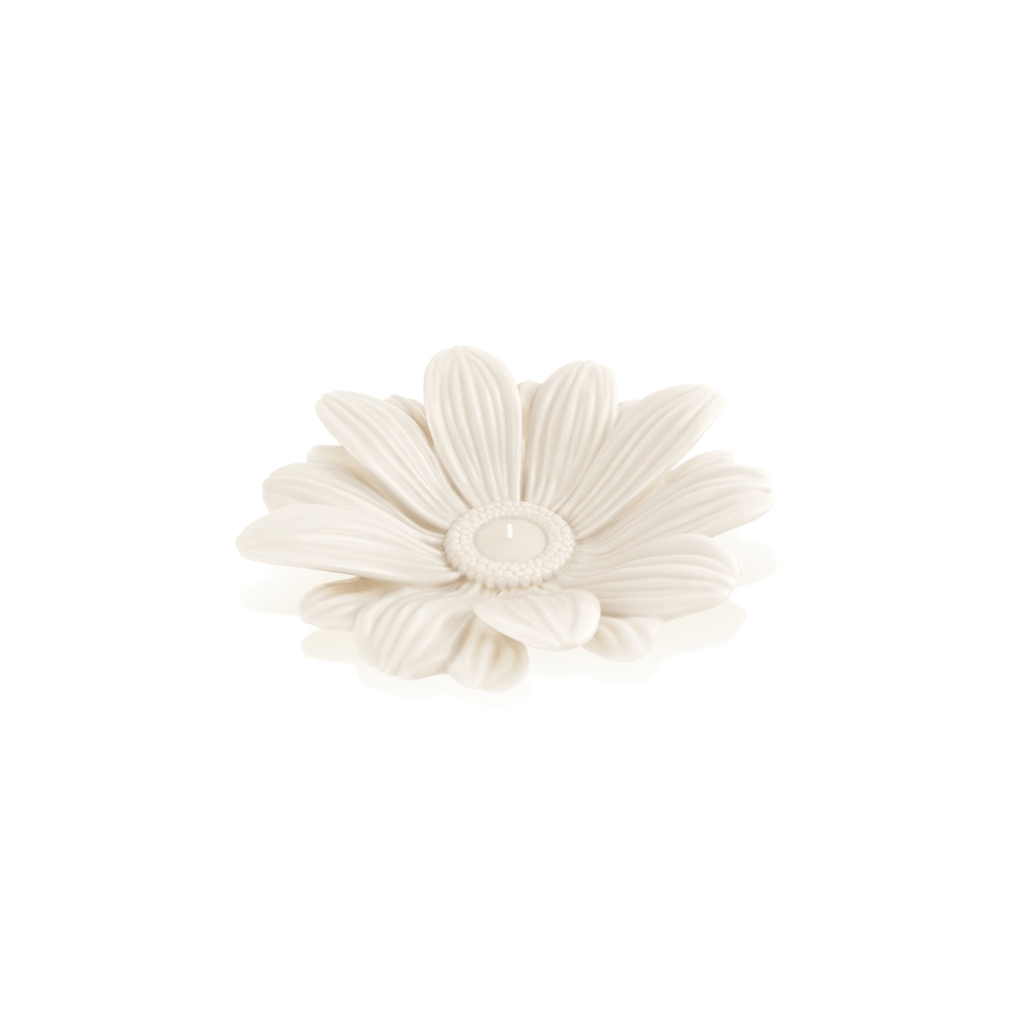 Daum Or D'Abeille Floral Sculpted Candle Candleholder — White