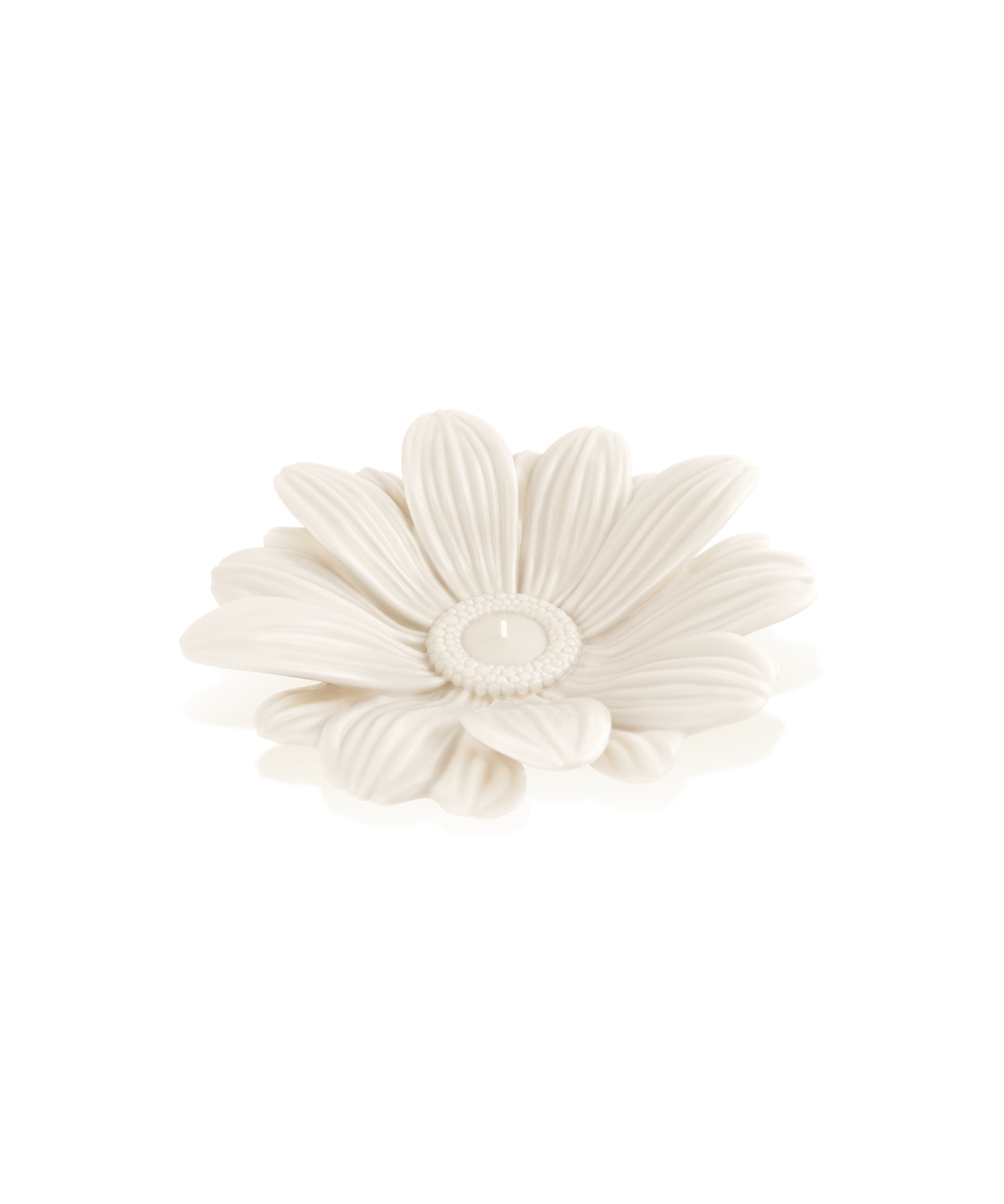 Daum Or D'Abeille Floral Sculpted Candle Candleholder — White