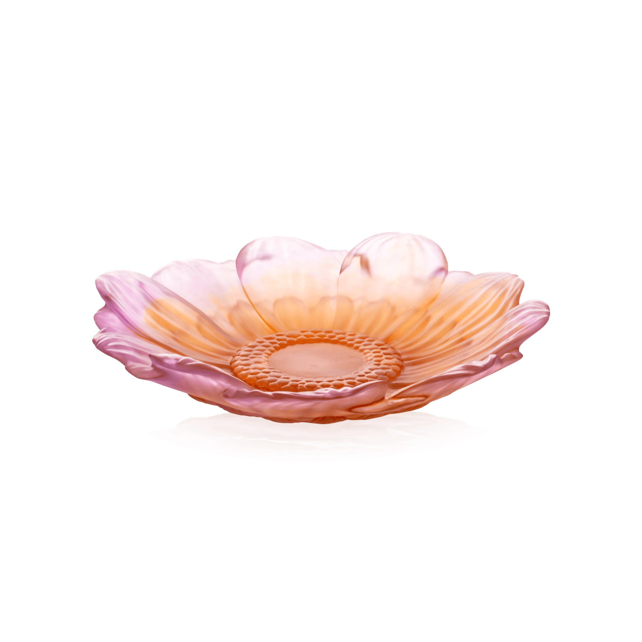 Daum Or D'Abeille Medium Presentation Flower Sculpture — Amber pink