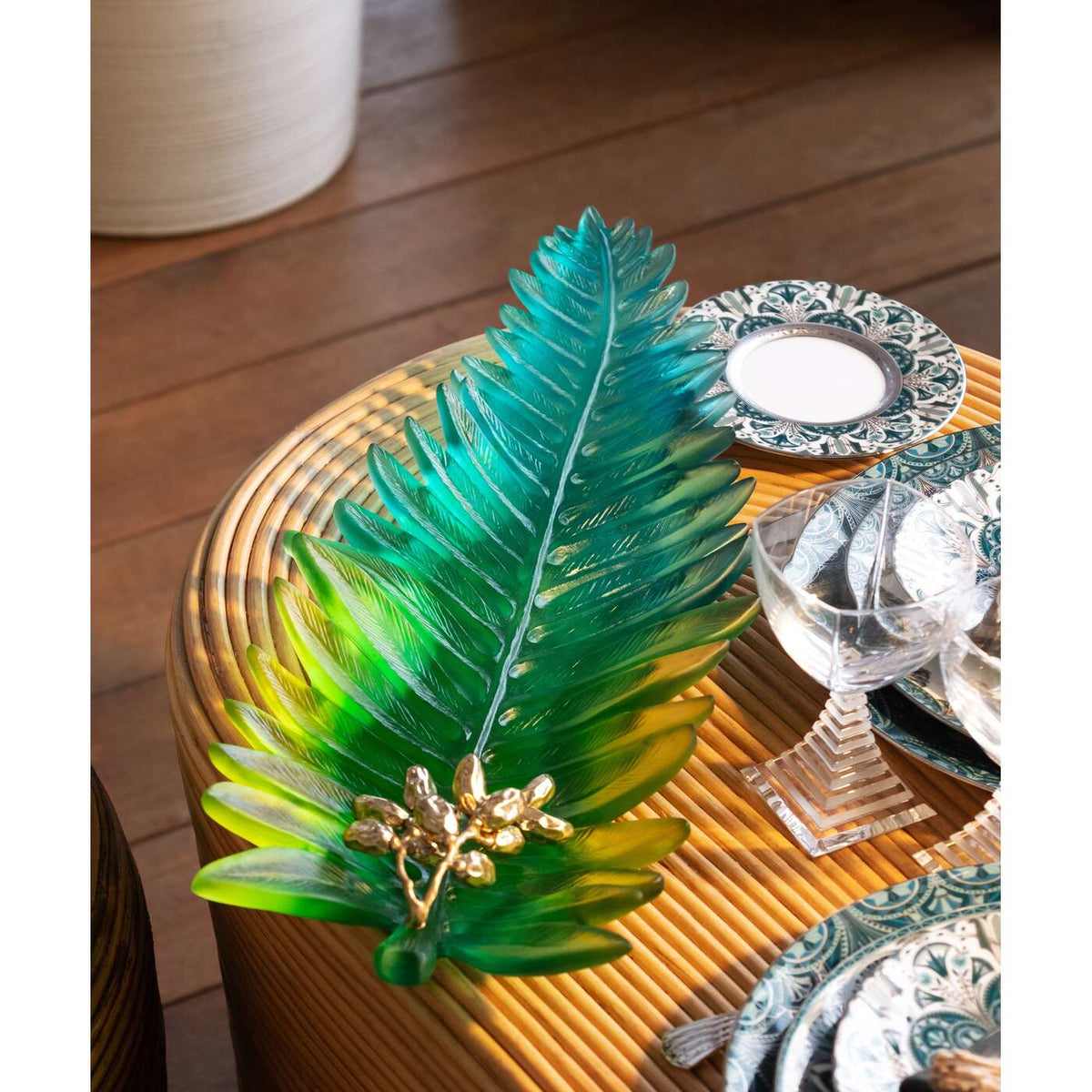 Daum Palm Beach Large Leaf Bowl By Emilio Robba 225ex, alternate view