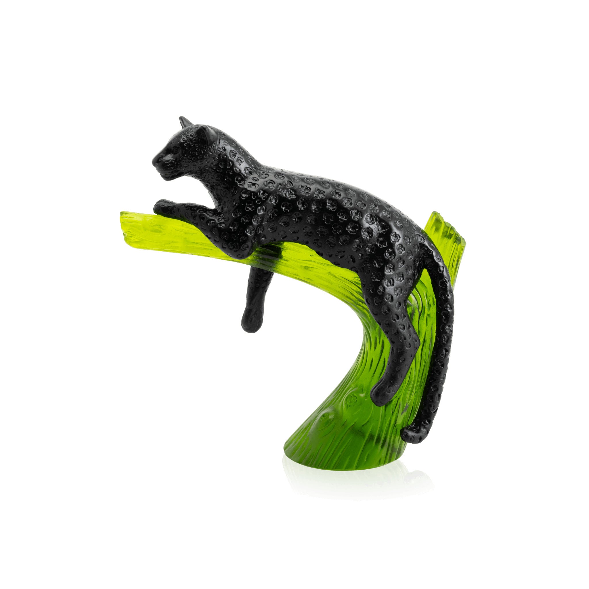 Daum Panther on Tree and Sculpture — Black emerald