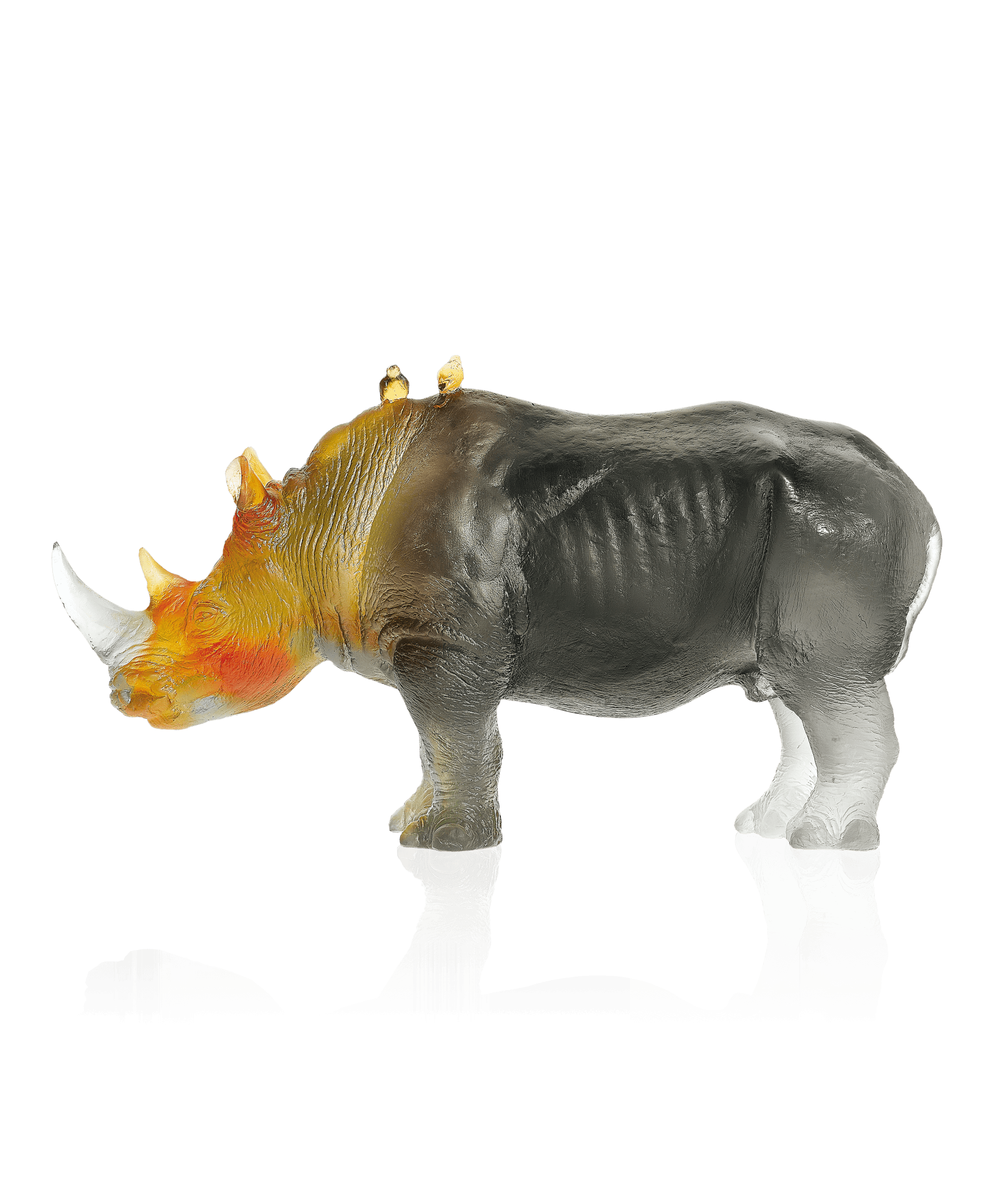 Daum Rhinoceros Amber Grey By Jean-François Leroy 1000ex Sculpture