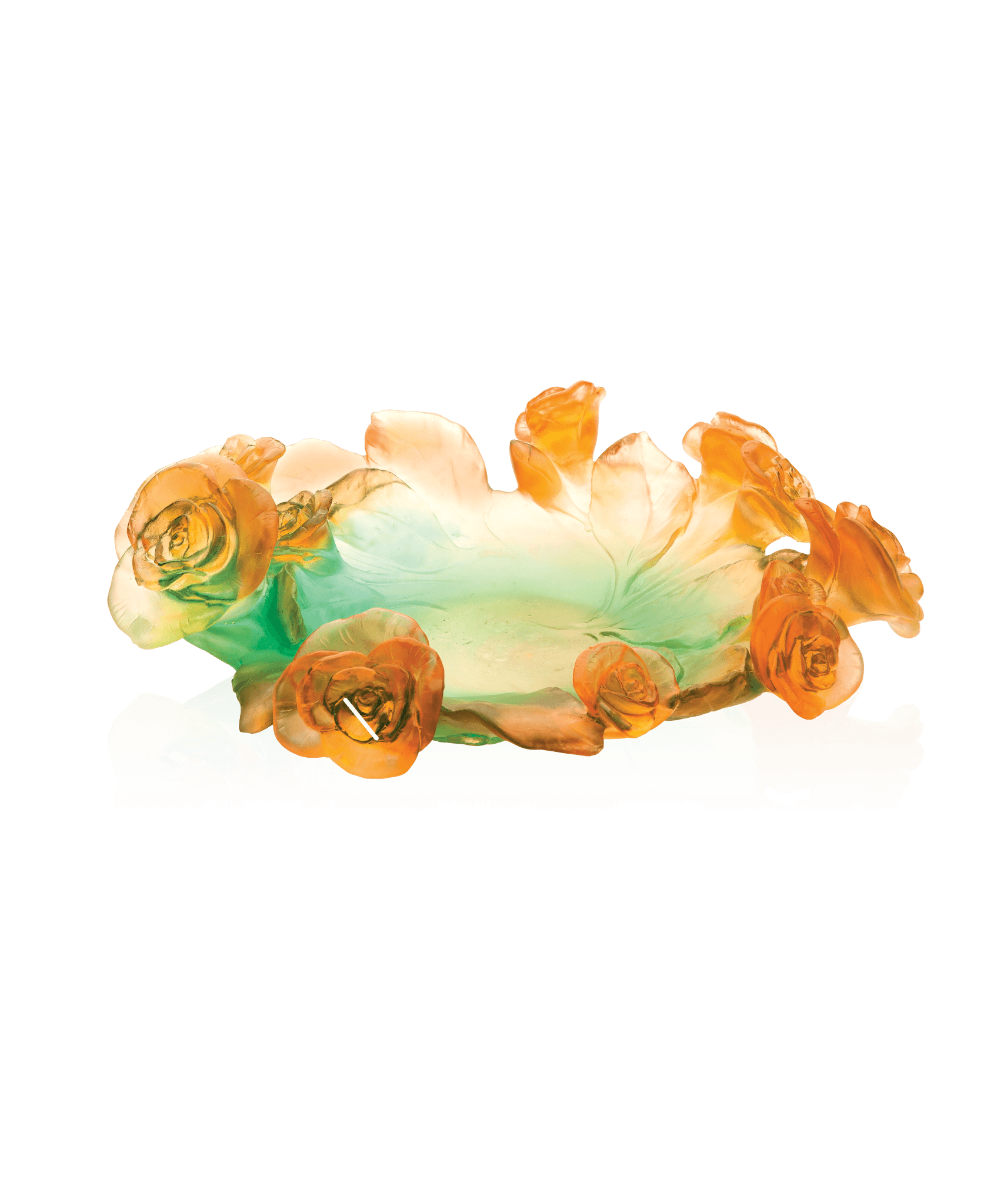 Daum Rose Passion Bowl Green and — orange