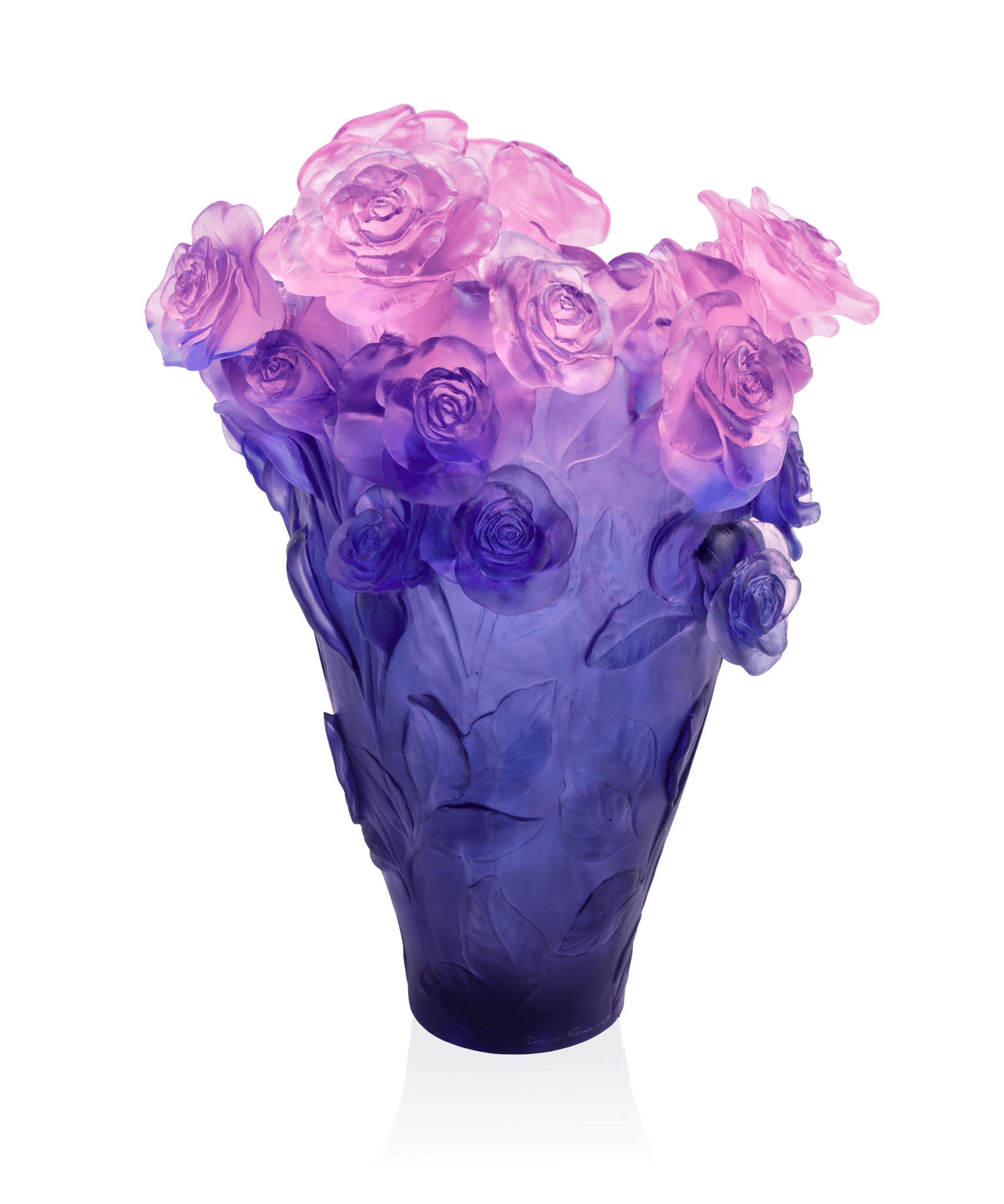 Daum Rose Passion Magnum Vase — Blue and pink 99ex