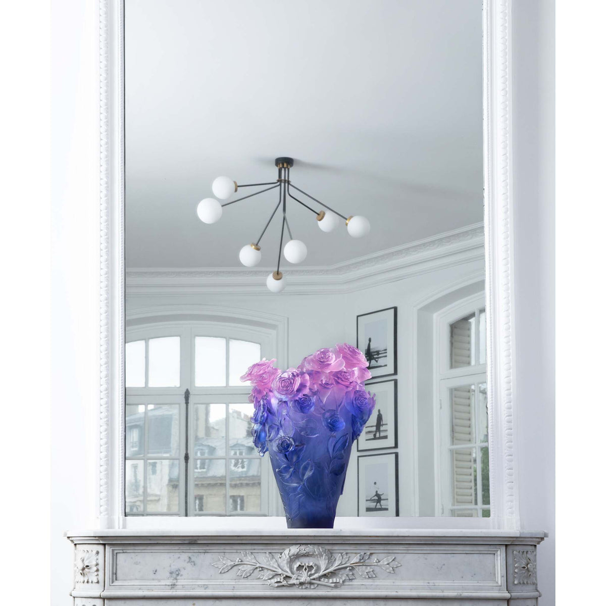 Daum Rose Passion Magnum Vase – Blue and pink 99ex, alternate view