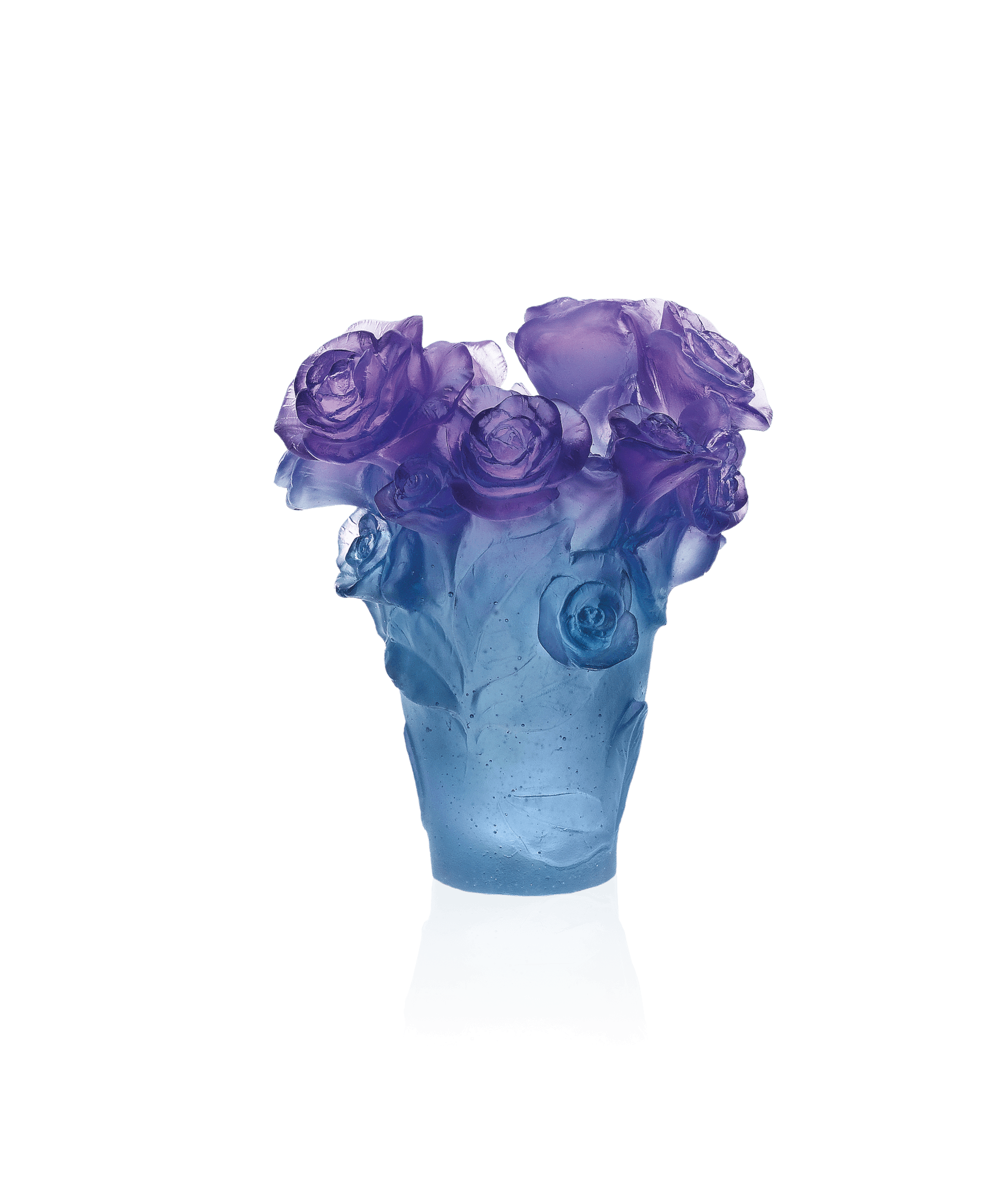 Daum Rose Passion Small Vase — Blue and purple
