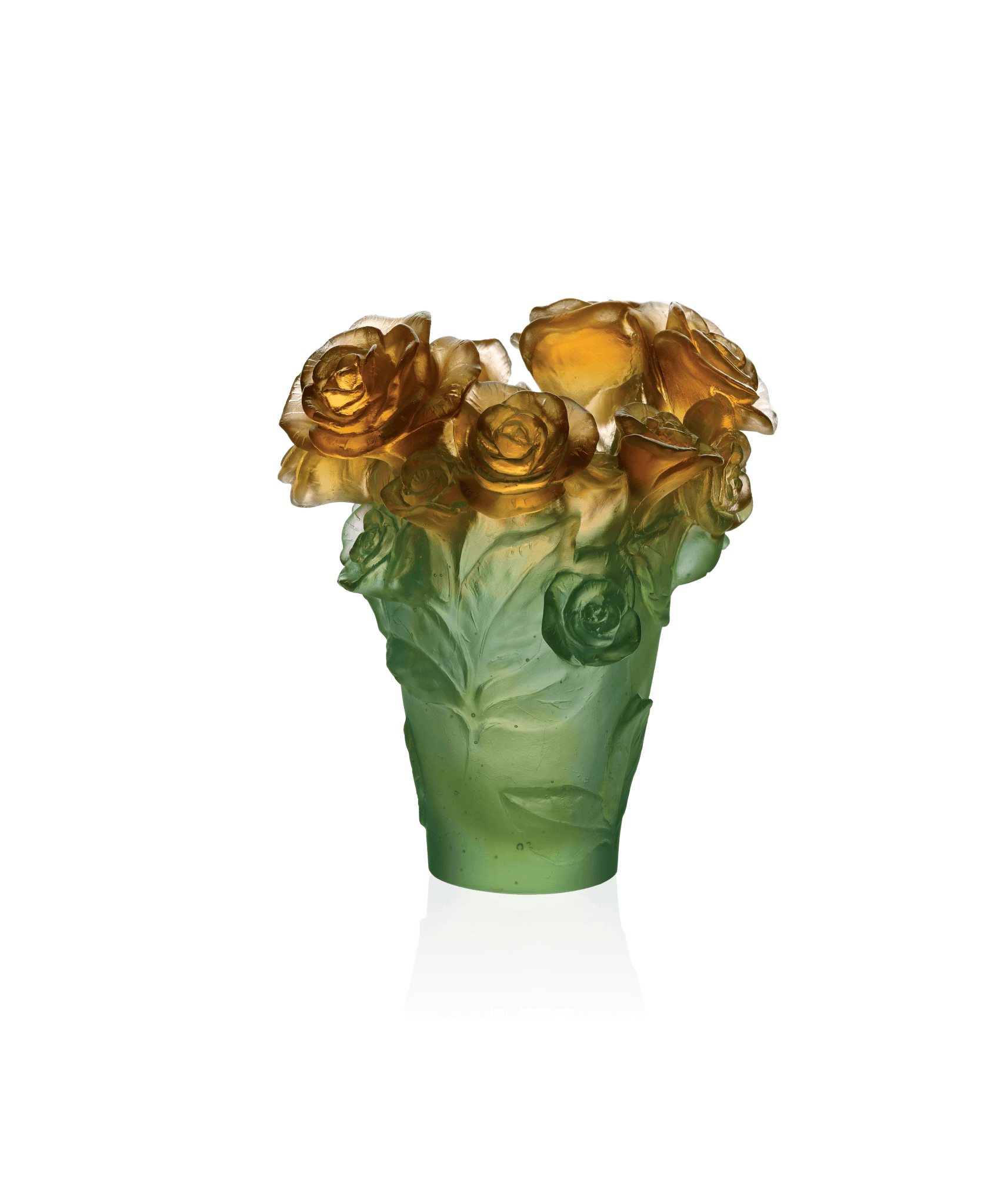 Daum Rose Passion Small Vase — Green and orange