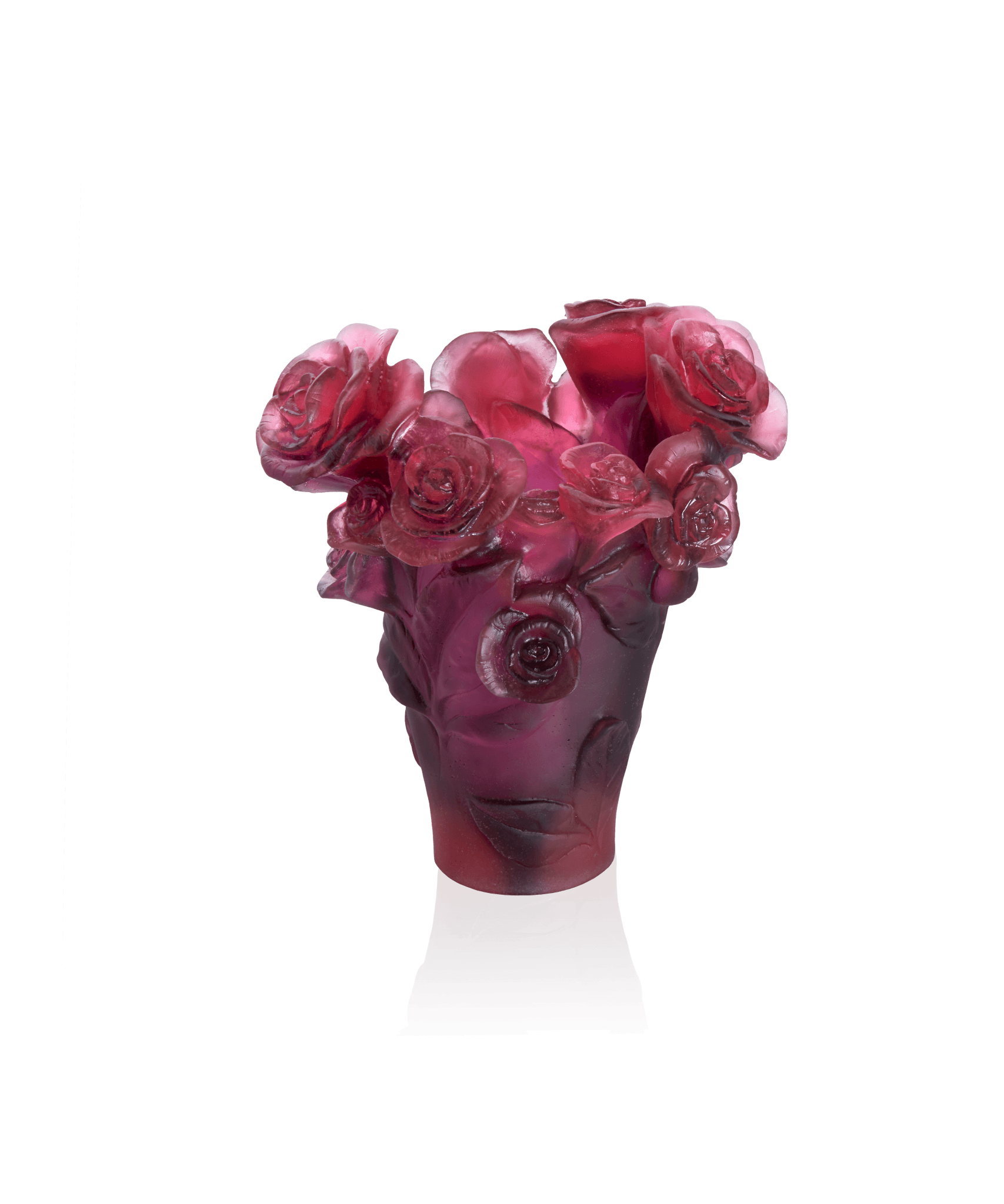 Daum Rose Passion Small Vase — Red and purple