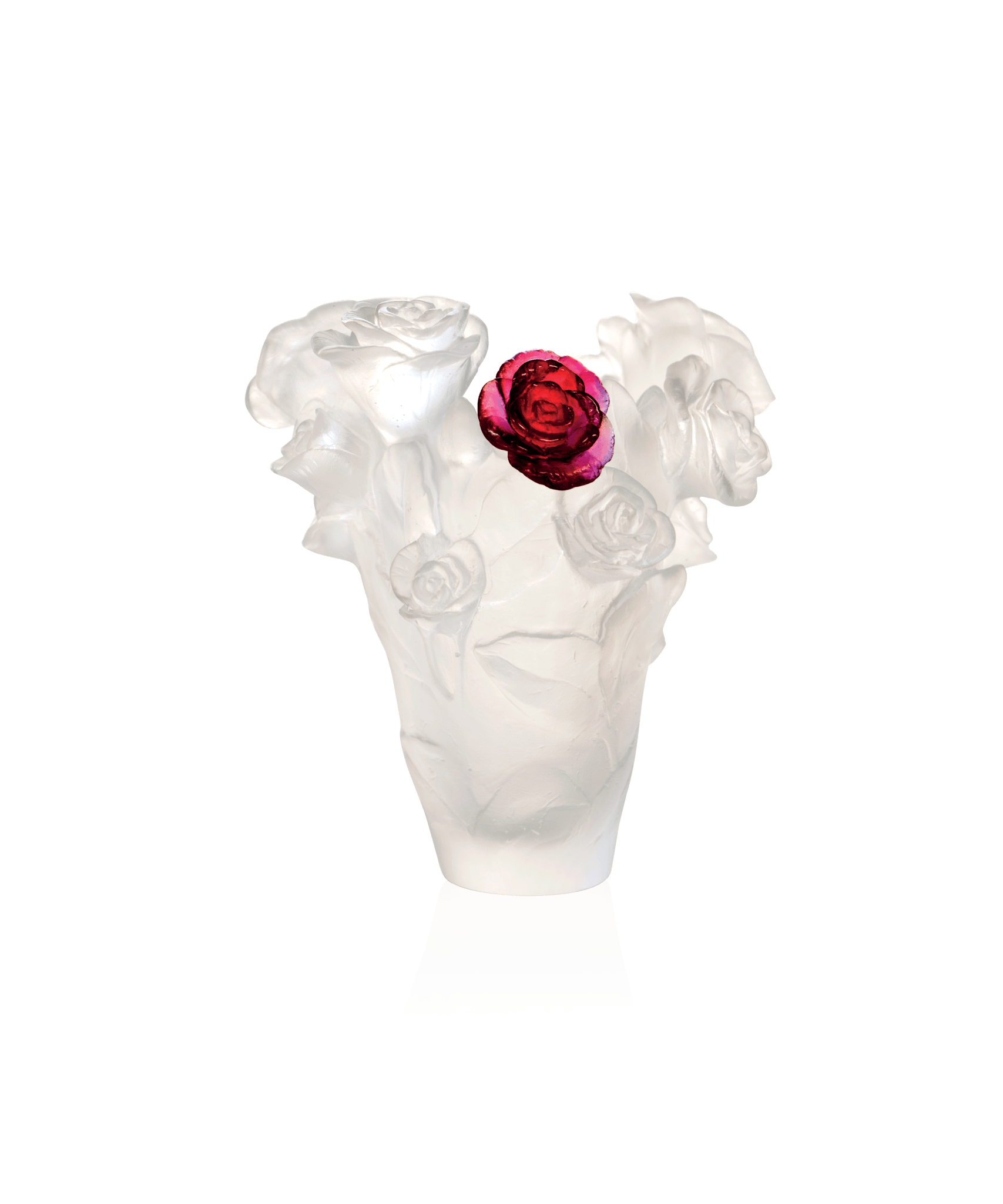 Daum Rose Passion Small Vase — White red flower
