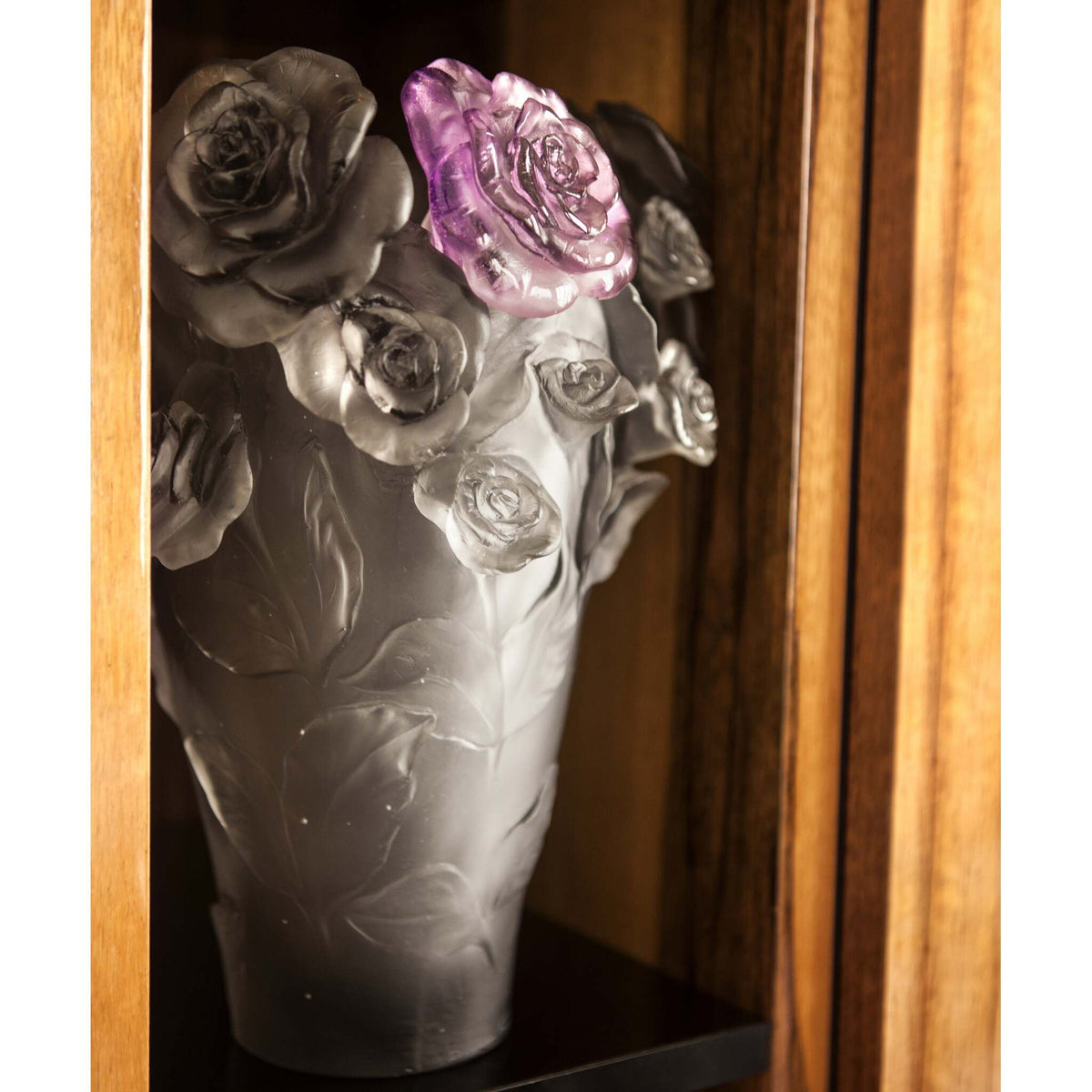 Daum Rose Passion Vase Flower – Grey purple 500ex, alternate view
