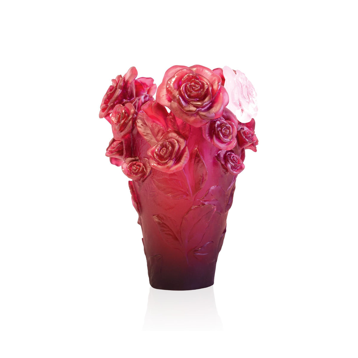 Daum Rose Passion Vase Flower – Red white 375ex, alternate view