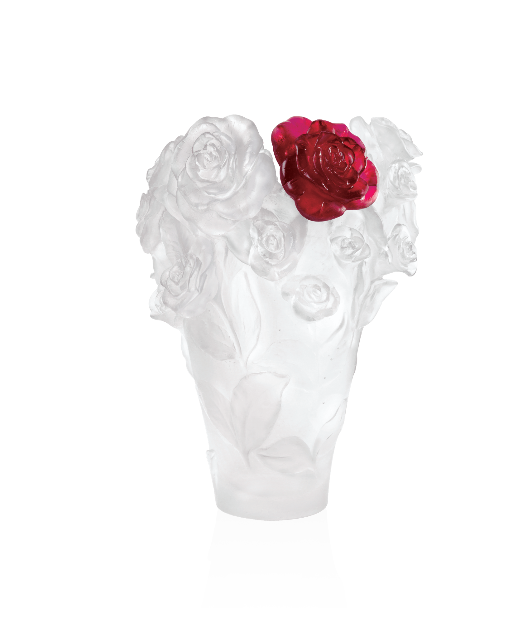 Daum Rose Passion Vase Flower — White red 500ex