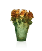 Daum Rose Passion Vase Green and — orange