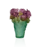 Daum Rose Passion Vase Green and — pink