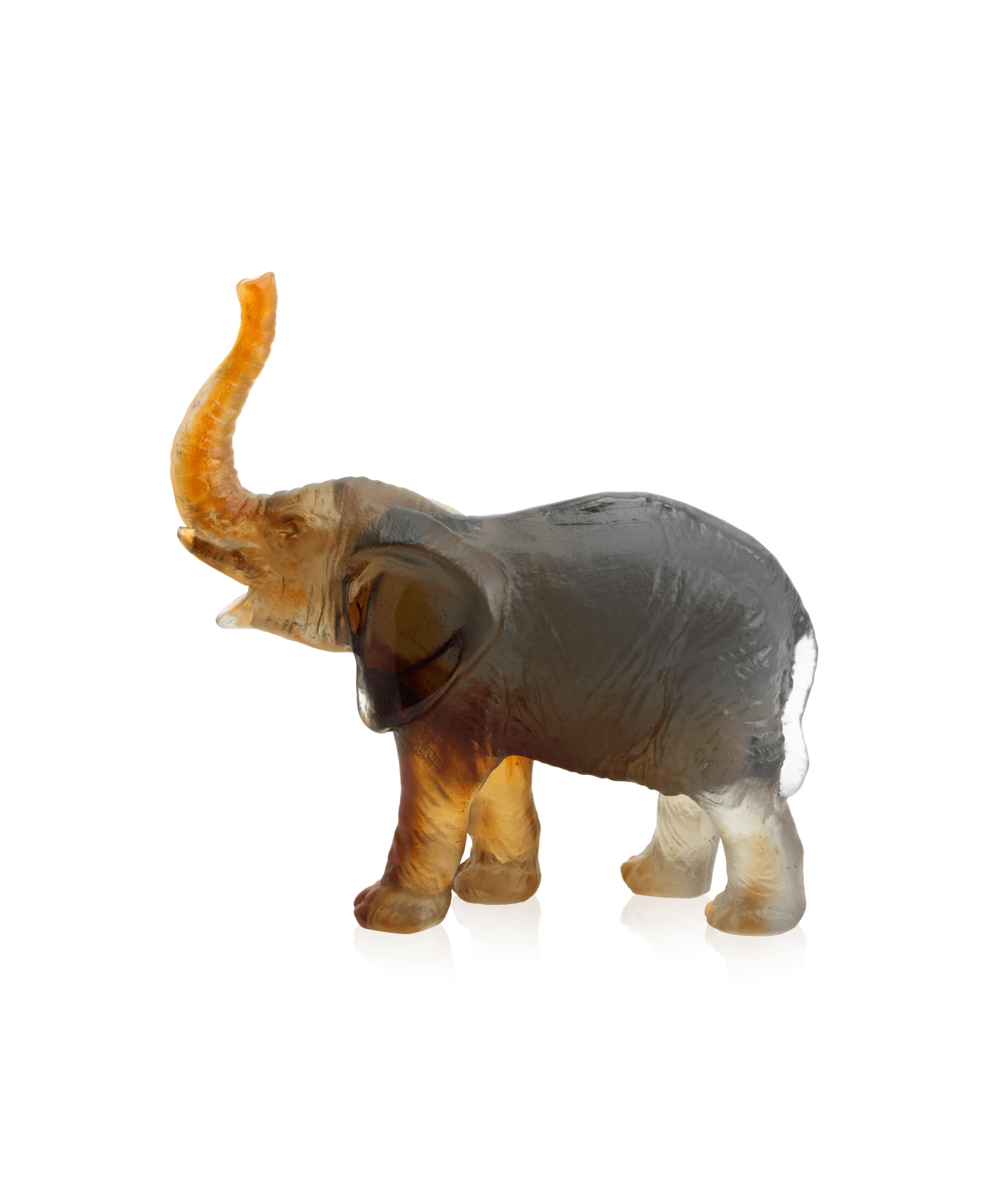 Daum Small Elephant By Jean François Leroy Sculpture — Green and amber