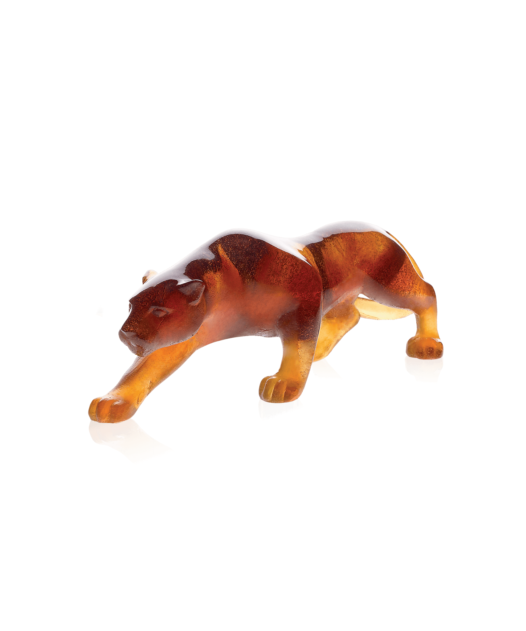 Daum Small Panther Amber Sculpture
