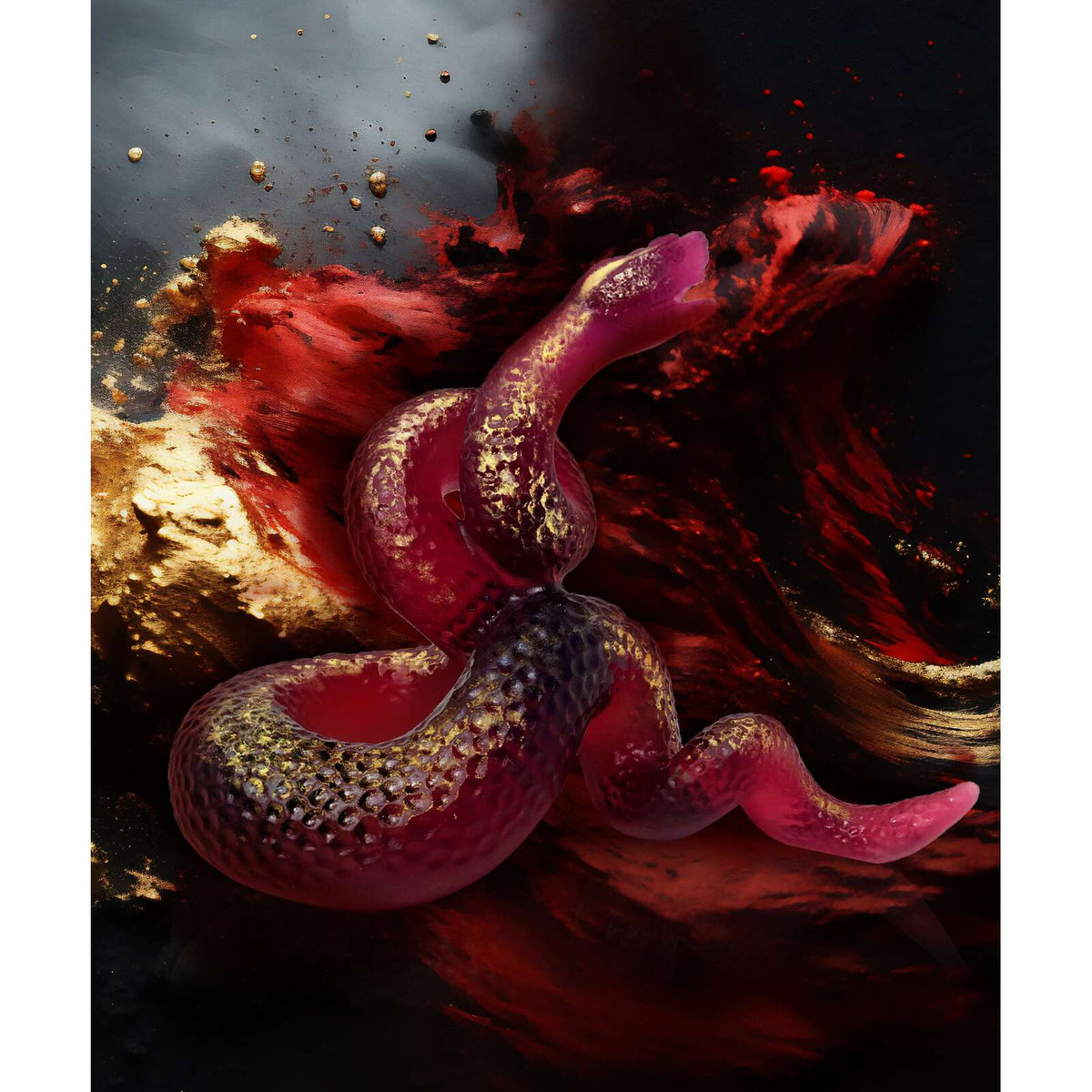 Daum Snake Sculpture – Red gold finish 88ex, alternate view