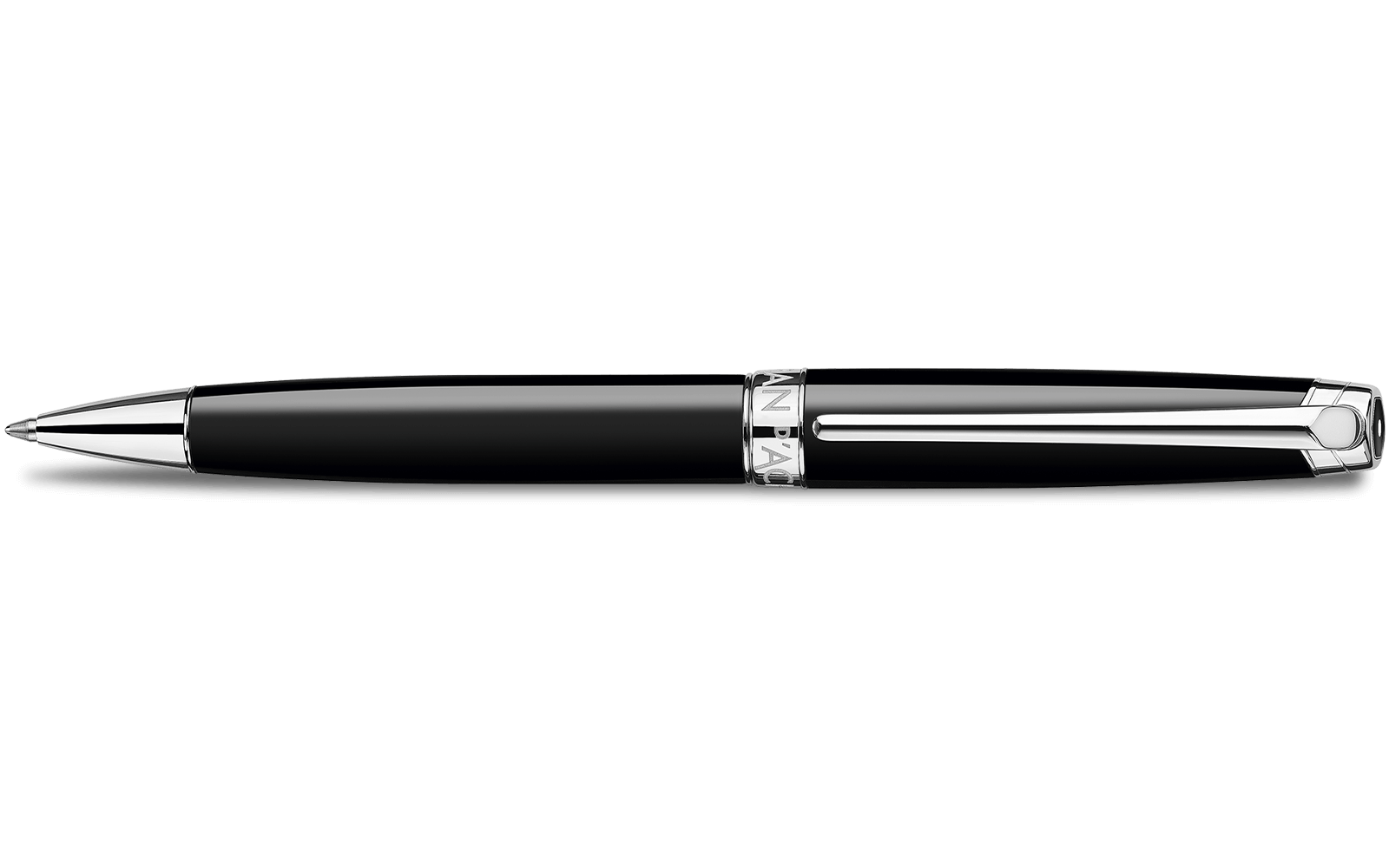 Caran d'Ache Léman Ebony Black Ballpoint Pen, Silver-Plated, Rhodium-Coated - view 2