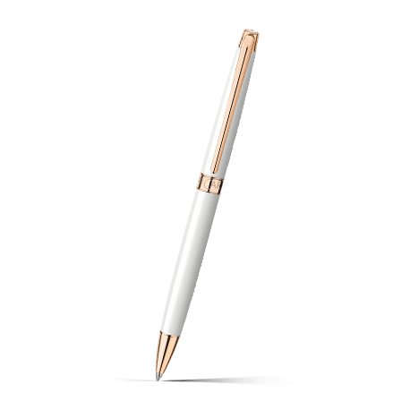 Caran d'Ache Léman Slim White Ballpoint Pen on a white background