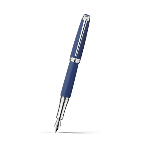 Caran d'Ache Léman Blue Matt Fountain Pen on a white background