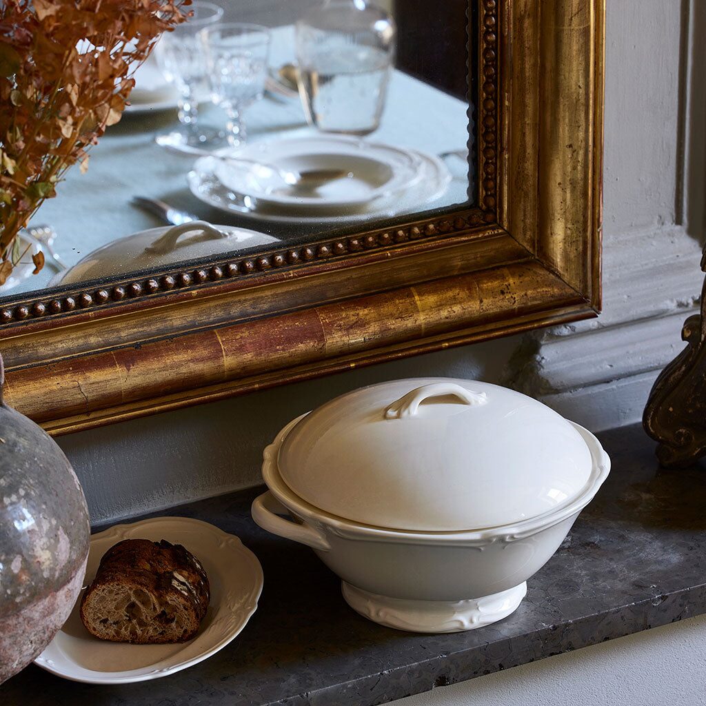 Gien Covered Vegetable - Rocaille White Vegetable Bowl, alternate view