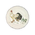Gien Dessert Plate Black & White Hens - Grands Oiseaux