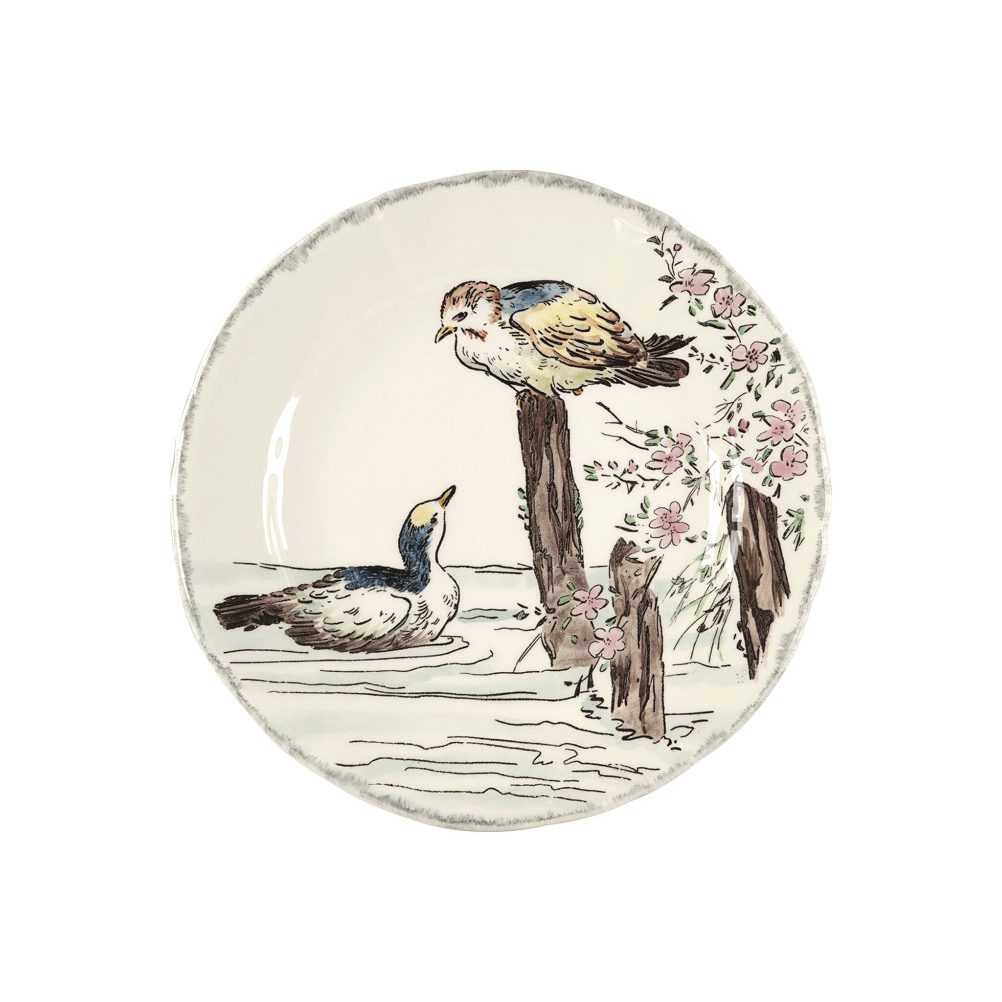 Gien Dessert Plate Long-tailed Ducks - Grands Oiseaux