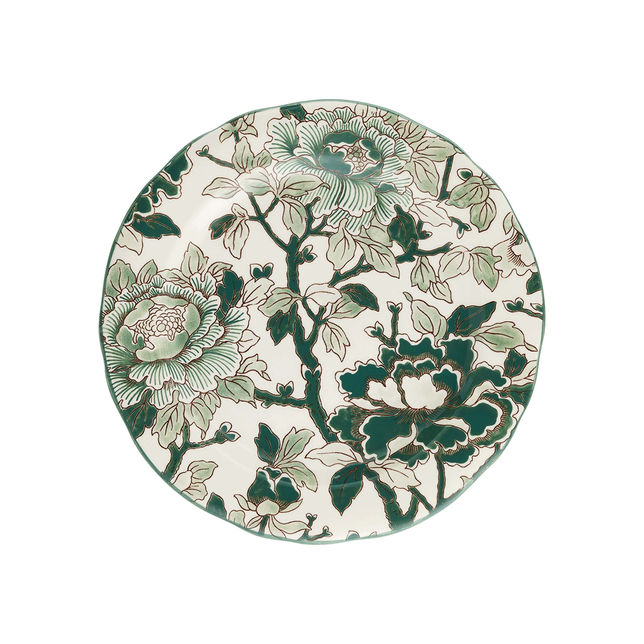 Gien Dessert Plate - Pivoines Vertes