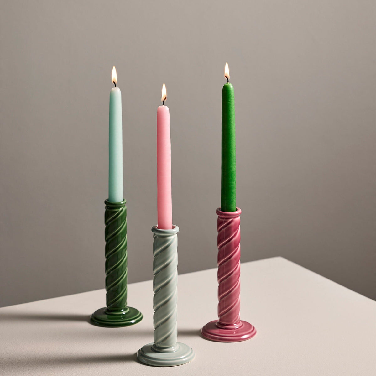 Gien Earth Grey Candleholder - Berlingot, lifestyle view