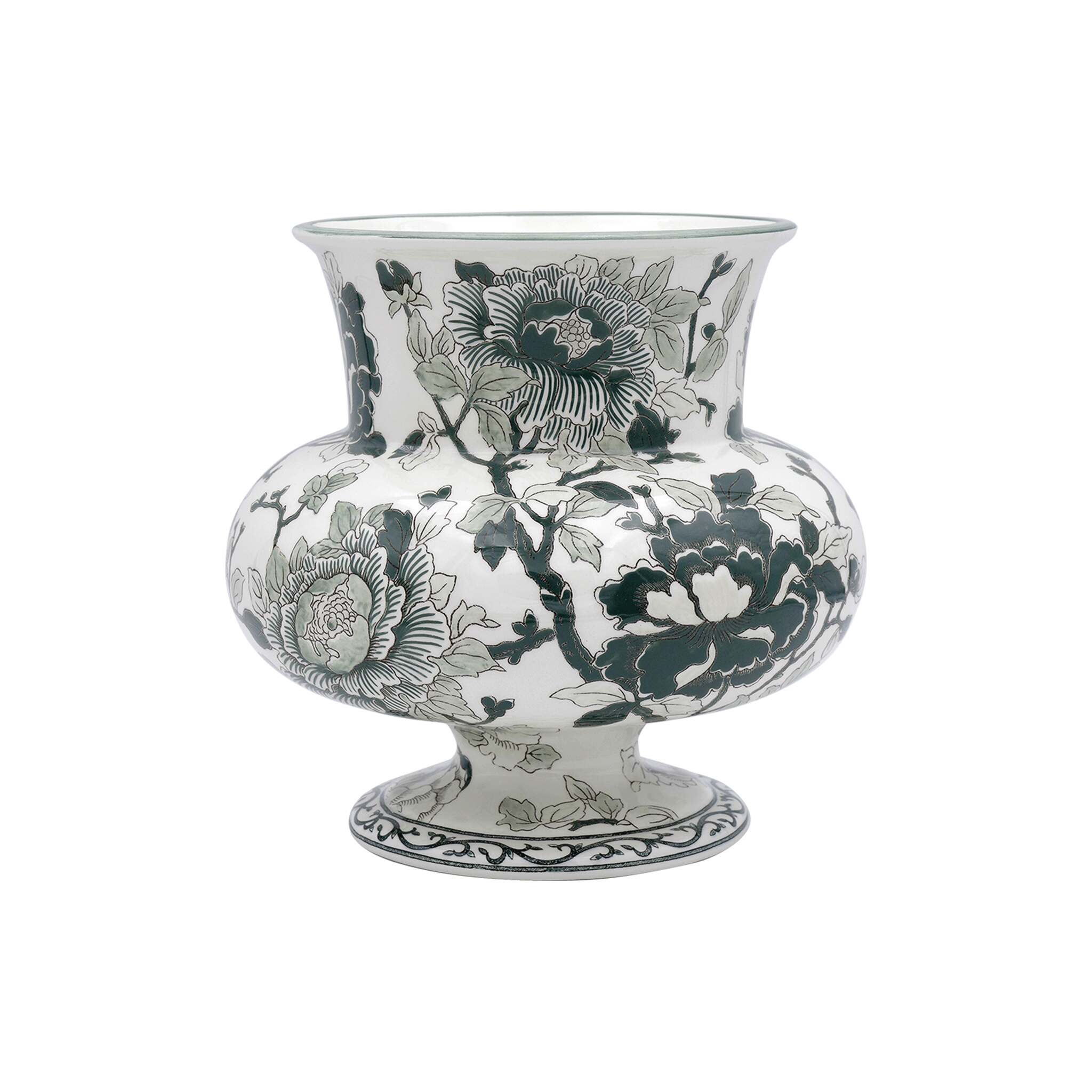 Gien Faenza Vase - Pivoines Vertes