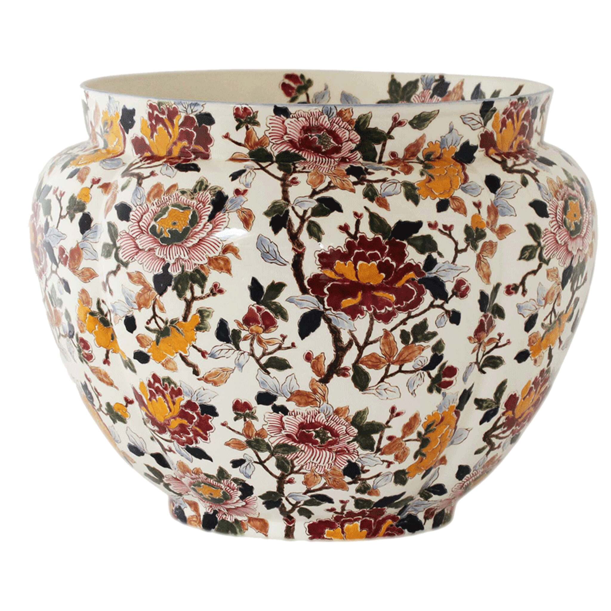 Gien Flower Pot Holder Fontainebleau - Pivoines Vase
