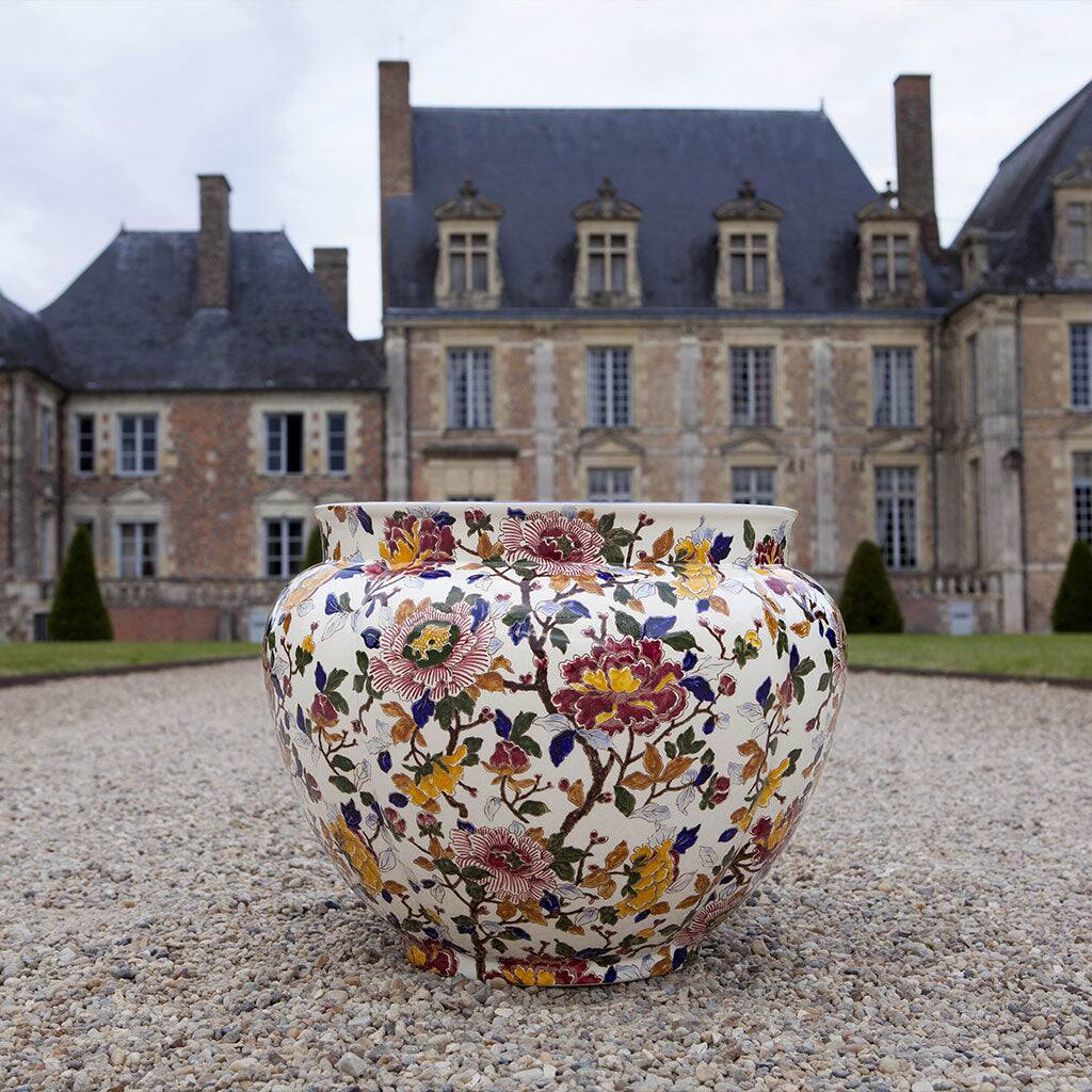 Gien Flower Pot Holder Fontainebleau - Pivoines Vase, alternate view
