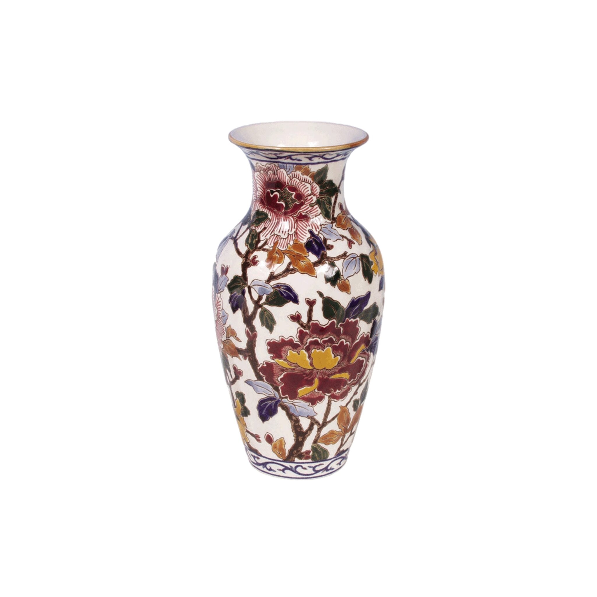 Gien Fluted Vase, Large - Pivoines