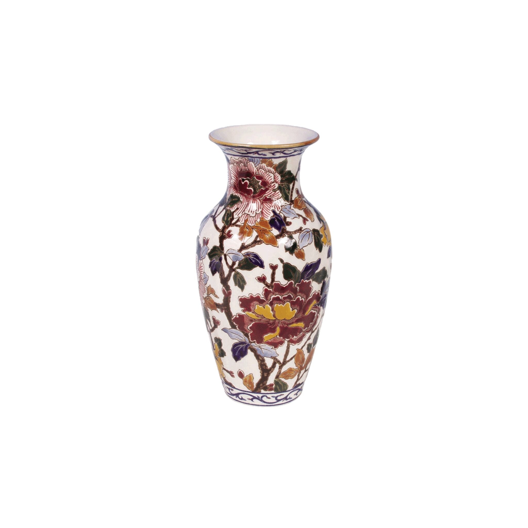 Gien Fluted Vase, Small - Pivoines