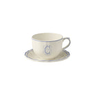 Gien Jumbo Cup & Saucer C - Filet Blue Monogram Cup & Saucer Set