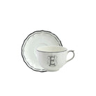 Gien Jumbo Cup & Saucer E - Filet Midnight Monogram Cup & Saucer Set