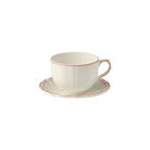 Gien Jumbo Cup & Saucer - Filet Coral Cup & Saucer Set