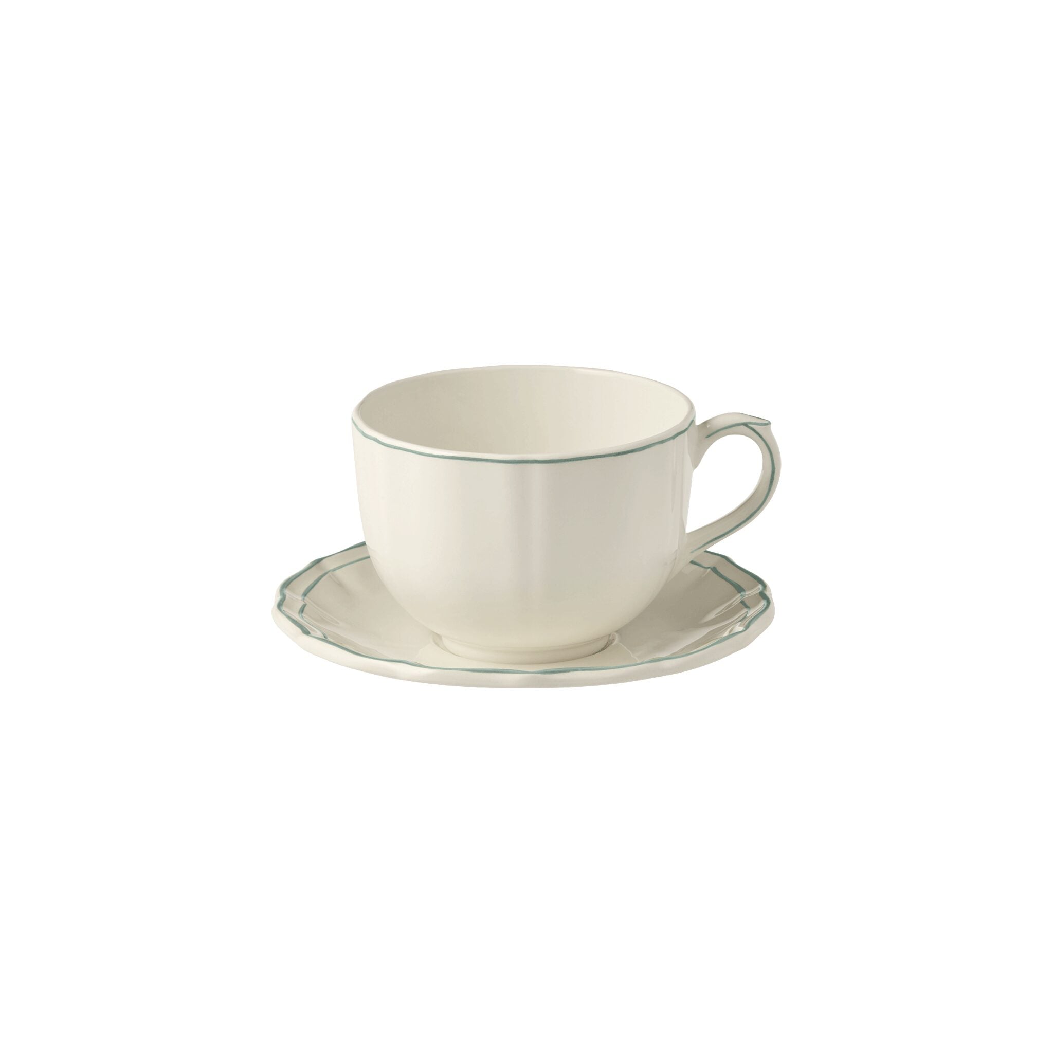 Gien Jumbo Cup & Saucer - Filet Earth Grey Cup & Saucer Set