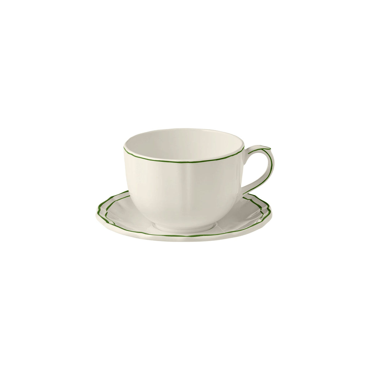 Gien Jumbo Cup & Saucer - Filet Fern Green