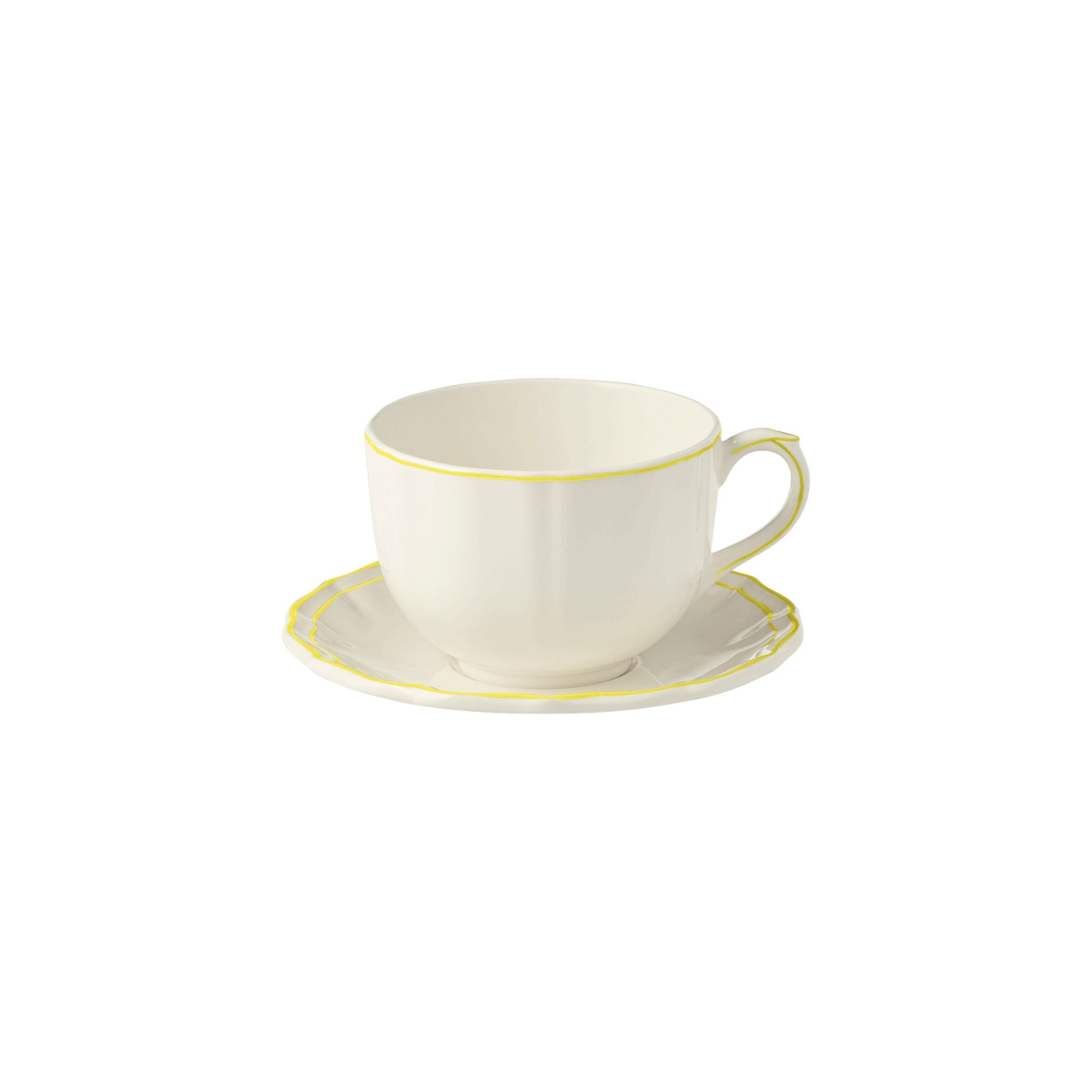 Gien Jumbo Cup & Saucer - Filet Lemon Cup & Saucer Set